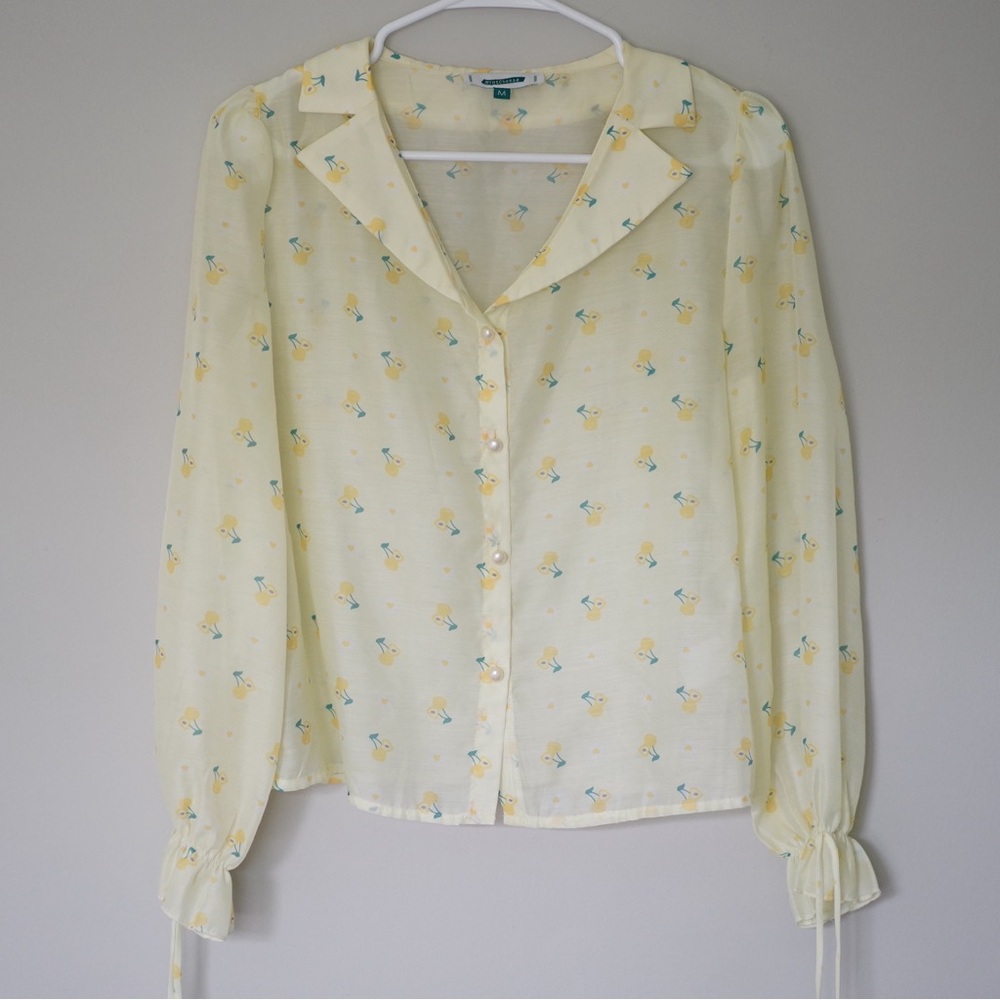 Cherry printed blouse size M